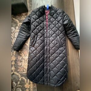 Kit and Ace Black Long Quilted Puffer Coat
